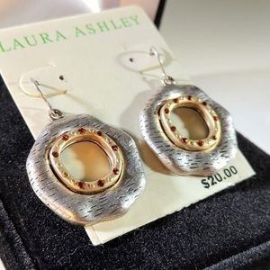 Laura Ashley Silver Tone Round Dangle Earrings